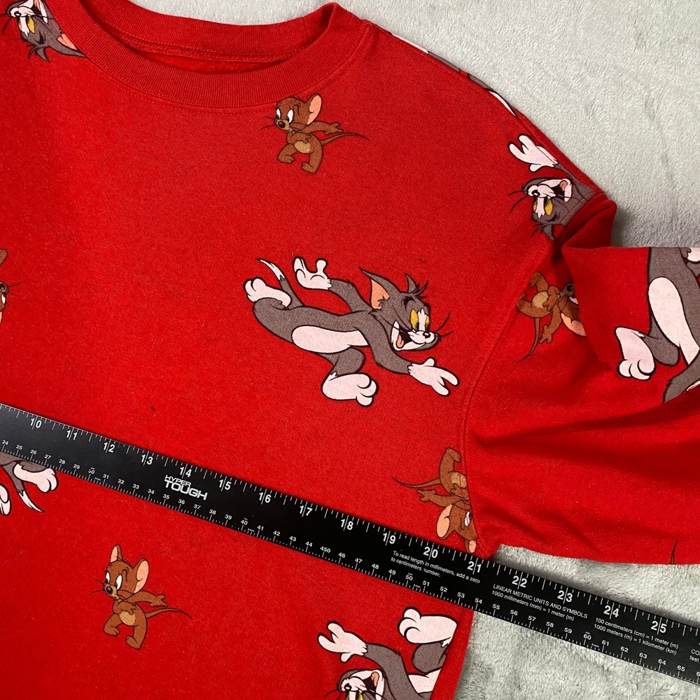 Tom and Jerry All Over Print Sweatshirt Unisex Medium Red Graphic Pullover 2020 - Picture 3 of 6